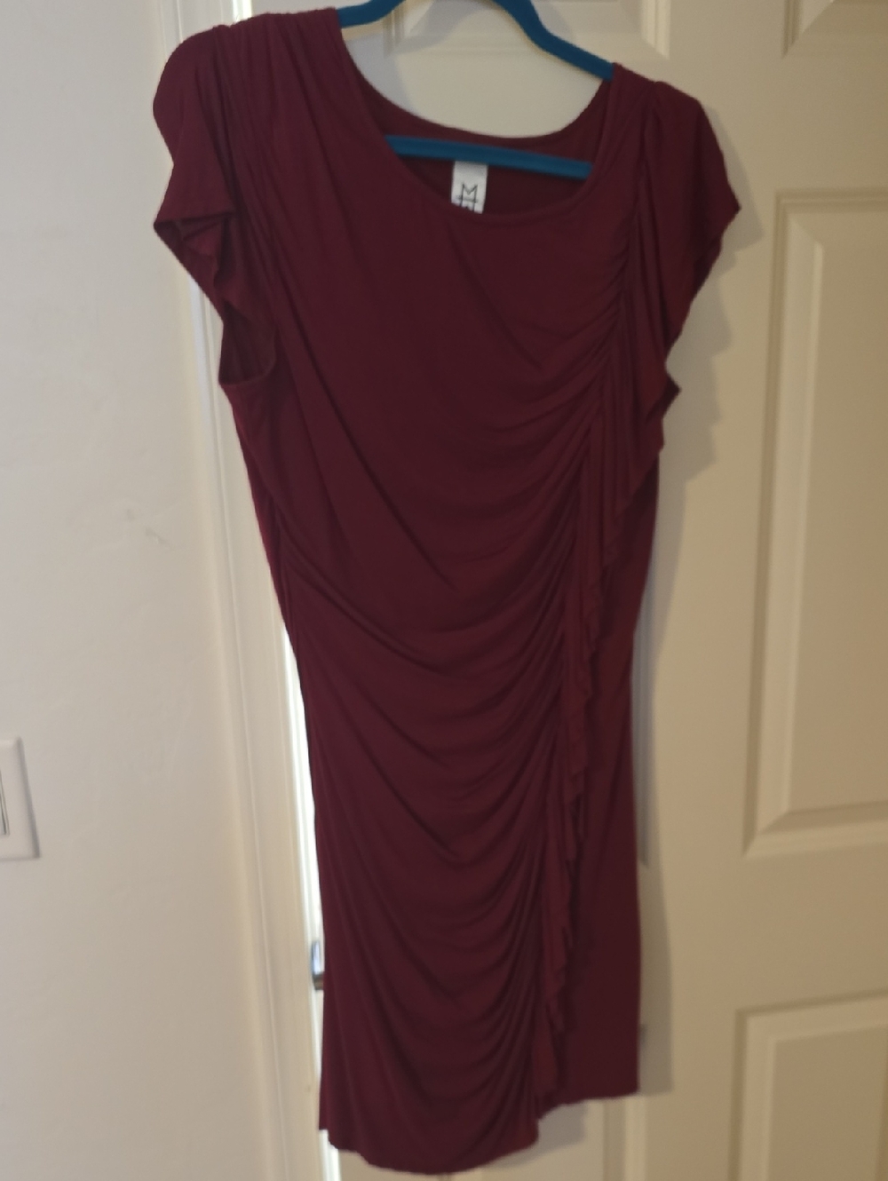 Marc Bouwer Burgundy Ruched Sheath Dress